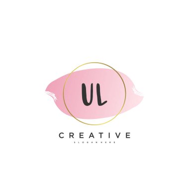 UL Güzellik vektörü ilk logosu, ilk imzanın el yazısı sanat tasarımı, düğün, moda, mücevher, butik, çiçek ve botanik, herhangi bir şirket veya işletme için yaratıcı şablona sahip..