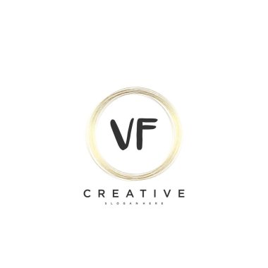 VF Güzellik Vektörü ilk logosu, ilk imzanın el yazısı sanat tasarımı, düğün, moda, mücevher, butik, çiçek ve botanik, herhangi bir şirket veya işletme için yaratıcı şablona sahip..