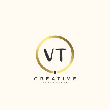 VT güzellik vektörü ilk logosu, ilk imzanın el yazısı sanat tasarımı, düğün, moda, mücevher, butik, çiçek ve botanik, herhangi bir şirket veya işletme için yaratıcı şablona sahip..
