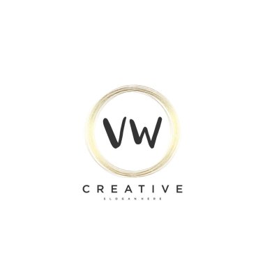 VW güzellik vektörü ilk logosu, ilk imzanın el yazısı sanat tasarımı, düğün, moda, mücevher, butik, çiçek ve botanik, herhangi bir şirket ya da işletme için yaratıcı şablona sahip..