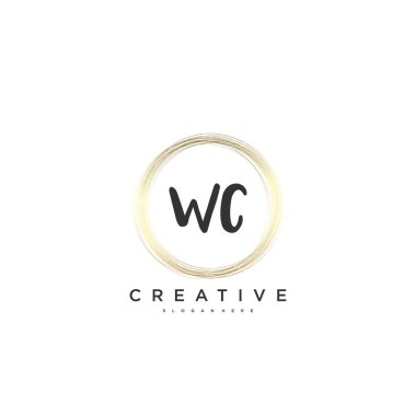 WC Güzellik Vektörü ilk logosu, ilk imzanın el yazısı sanat tasarımı, düğün, moda, mücevher, butik, çiçek ve botanik, herhangi bir şirket veya işletme için yaratıcı şablona sahip..