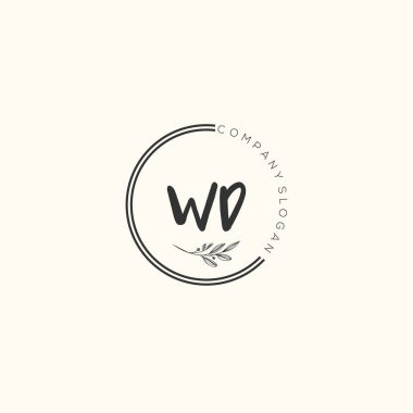 WD güzellik vektörü ilk logosu, ilk imzanın el yazısı sanat tasarımı, düğün, moda, mücevher, butik, çiçek ve botanik, herhangi bir şirket ya da işletme için yaratıcı şablona sahip..