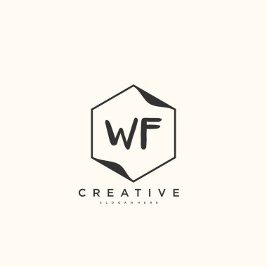 WF Güzellik Vektörü ilk logosu, ilk imzanın el yazısı sanat tasarımı, düğün, moda, mücevher, butik, çiçek ve botanik herhangi bir şirket veya işletme için yaratıcı şablona sahip..