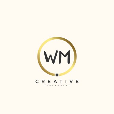 WM Güzellik vektörü ilk logosu, ilk imzanın el yazısı sanat tasarımı, düğün, moda, mücevher, butik, çiçek ve botanik, herhangi bir şirket veya işletme için yaratıcı şablona sahip..