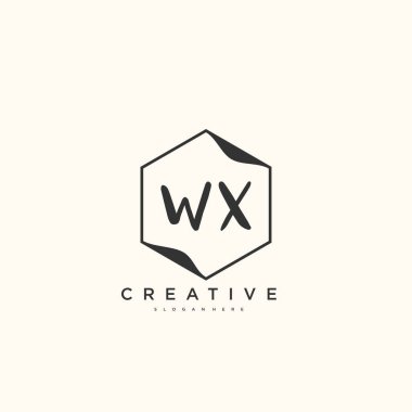 WX Güzellik Vektörü ilk logosu, ilk imzanın el yazısı sanat tasarımı, düğün, moda, mücevher, butik, çiçek ve botanik, herhangi bir şirket veya işletme için yaratıcı şablona sahip..