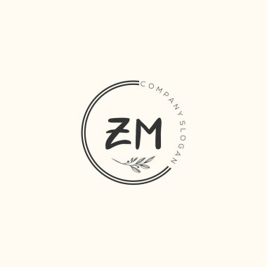 ZM Güzellik Vektörü ilk logosu, ilk imzanın el yazısı sanat tasarımı, düğün, moda, mücevher, butik, çiçek ve botanik, herhangi bir şirket veya işletme için yaratıcı şablona sahip..