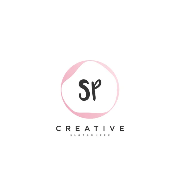 Beauty Vector Logo Inicial Diseño Arte Logotipo Escritura Mano Firma — Vector de stock