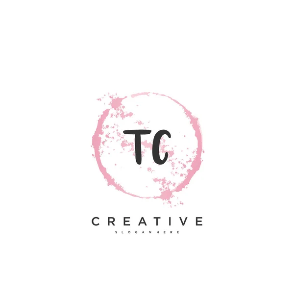 Tc美容ベクター初期ロゴ 任意の会社やビジネスのための創造的なテンプレートと初期署名 結婚式 ファッション ジュエリー ブティック 花や植物の手書きのロゴアートデザイン — ストックベクタ