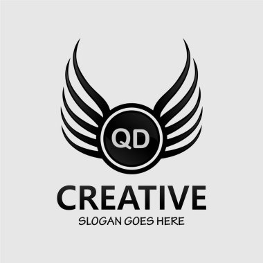 Kraliyet Lüks Logo Şablonu ile QD Harf Paraftı.