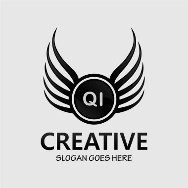 Kraliyet Lüks Logo Şablonu ile QI Harf Paraftı.