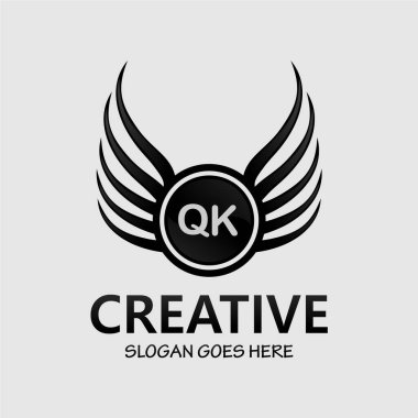 QK Harf Parafı Kraliyet Lüks Logo Şablonu.