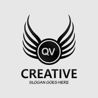 QV Harf Parafı Kraliyet Lüks Logo Şablonu.