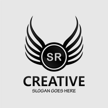 Kraliyet Lüks Logo Şablonu ile SR Harf Paraftı.