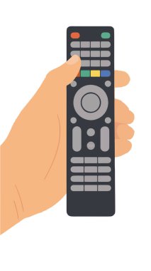 Elinizde siyah bir uzaktan kumanda var ve düğmeye basıyorsunuz.