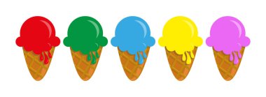 Beyaz arkaplanda renkli dondurma