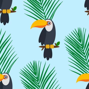 Mavi arka planda kusursuz papağan deseni