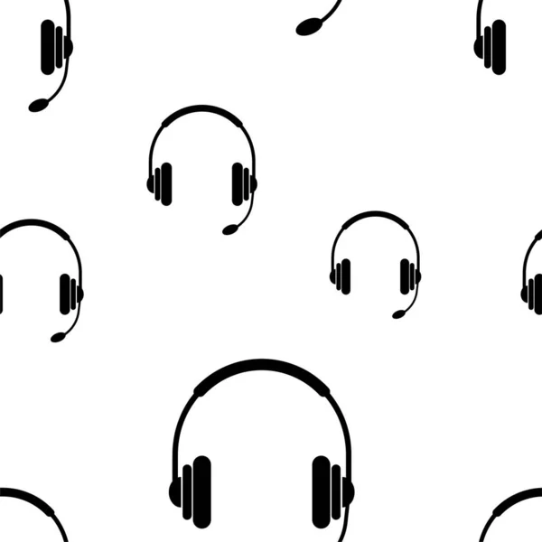 Seamless Pattern Headphone Icon — Stock Vector