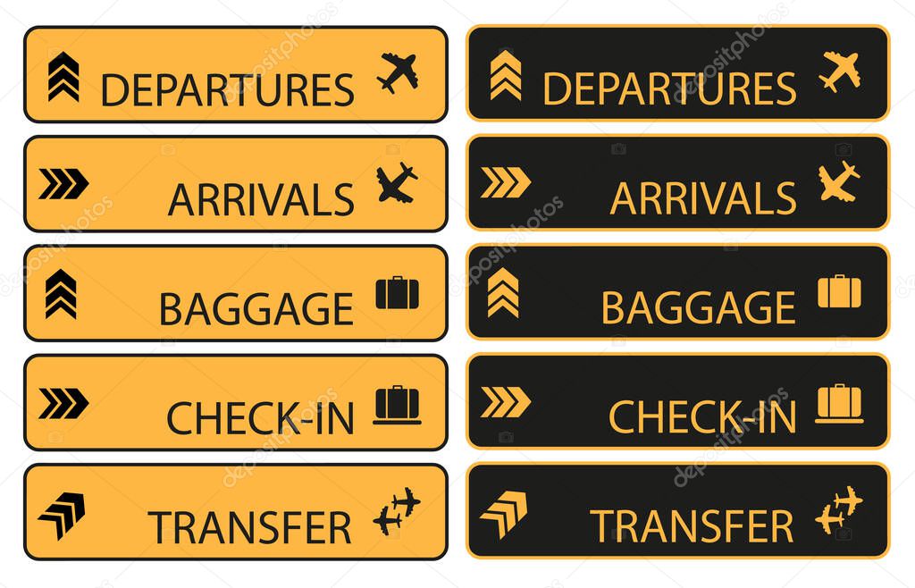 black departures and arrivals sign