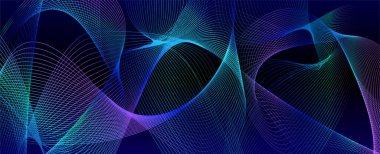 Boşluktaki çizgilerle oluşturulan şekiller. Yaratıcı neon renkler. Modern soyut arkaplan.