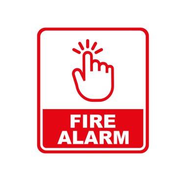 Beyaz arkaplanda yangın alarmı işareti