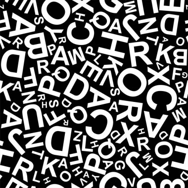 Siyah arkaplandaki harfler pürüzsüz desenli.