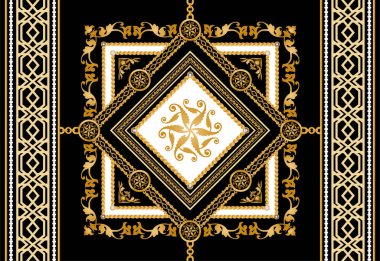 Değerli taşlar, altın zincirler ve incilerle süslenmiş kusursuz desenler..