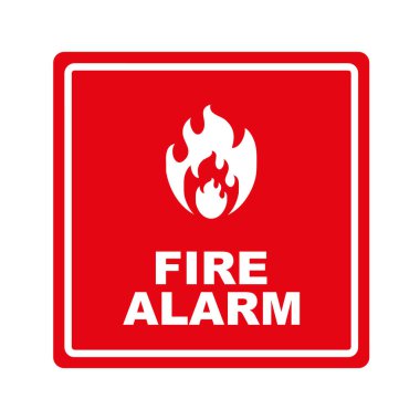 Beyaz arkaplanda yangın alarmı işareti