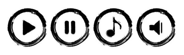 Grunge Reproducir Icono Vector Música — Vector de stock