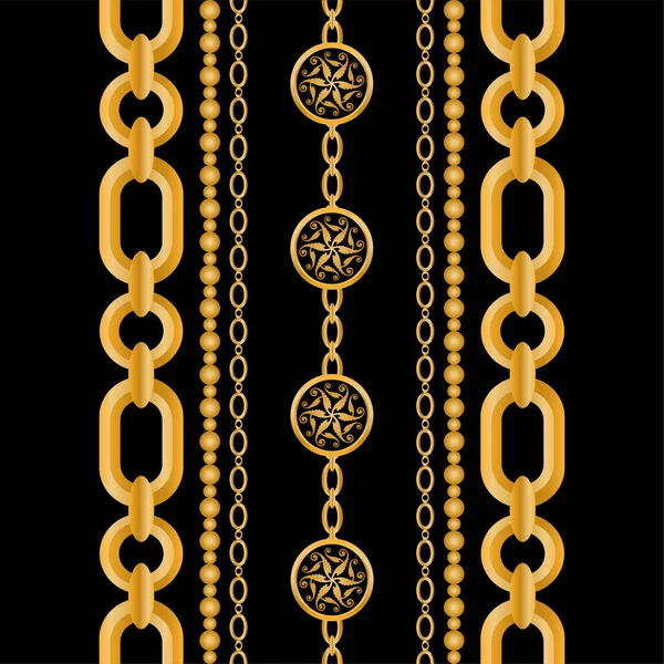 Değerli taşlar, altın zincirler ve incilerle süslenmiş kusursuz desenler..