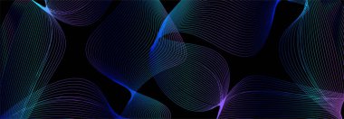 Boşluktaki çizgilerle oluşturulan şekiller. Yaratıcı neon renkler. Modern soyut arkaplan.