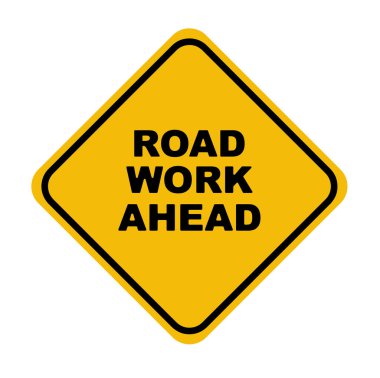 Beyaz arkaplanda yol çalışması tabelası