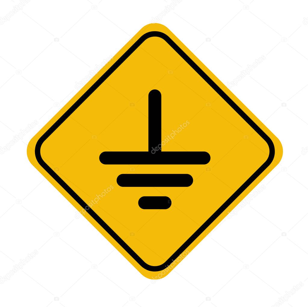 electric ground sign on white background