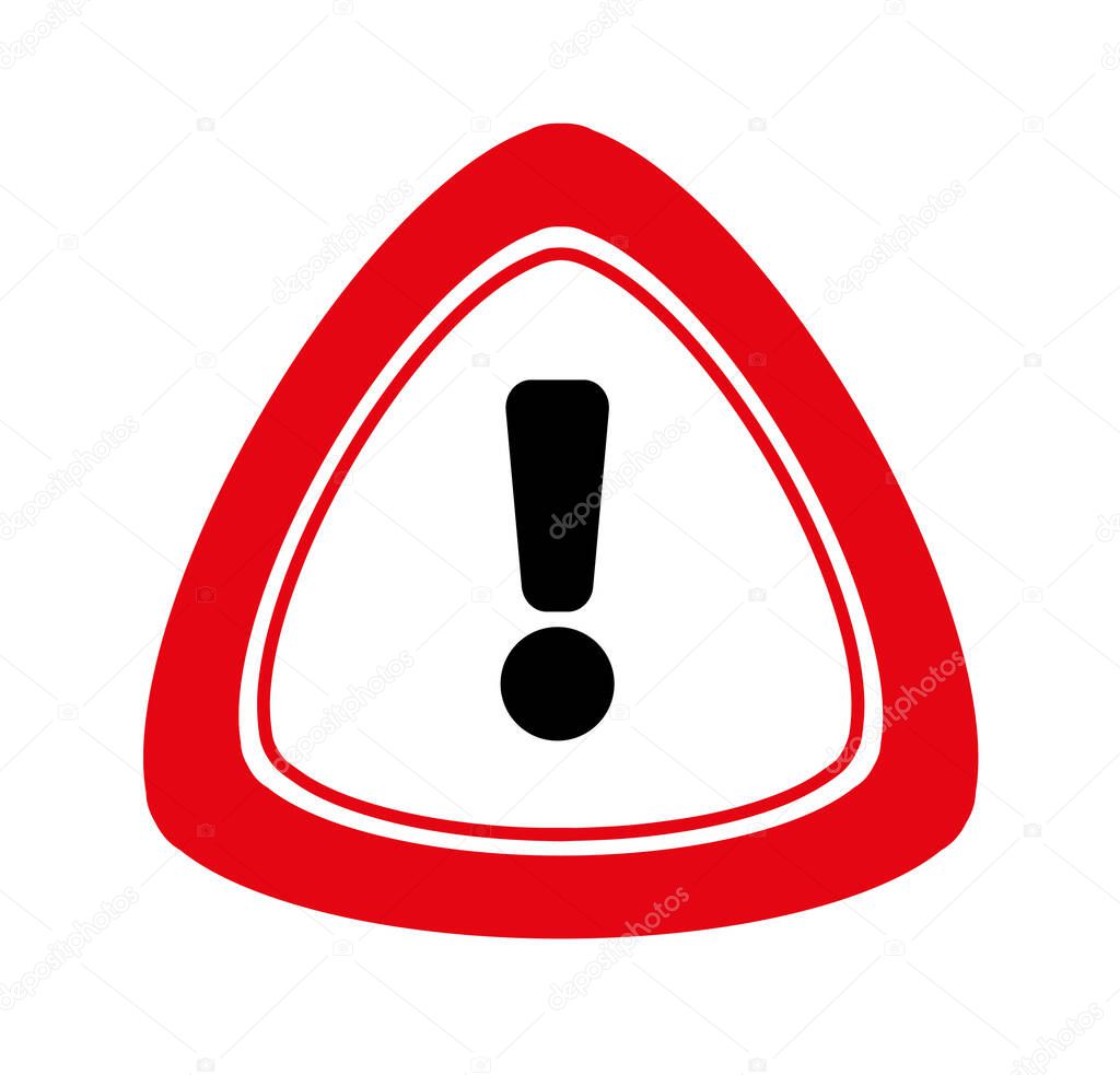 attention exclamation mark traffic sign. Vector icon.