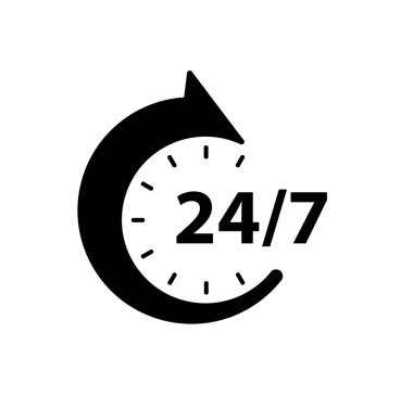 Beyaz arkaplanda 24 saat işareti