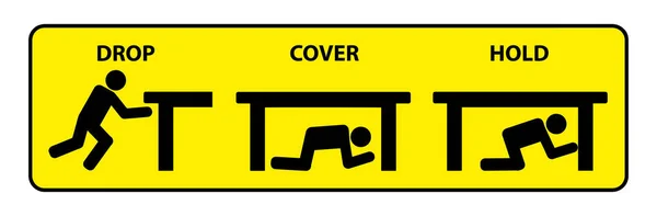 Drop Cover Hold Sign Erdbebenvektorsymbol — Stockvektor