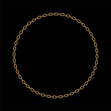 Altın zincirler ve çiçeklerle süslenmiş desen..