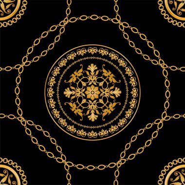 Değerli taşlar, altın zincirler ve incilerle süslenmiş kusursuz desenler..