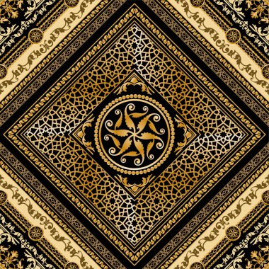 Değerli taşlar, altın zincirler ve incilerle süslenmiş kusursuz desenler..