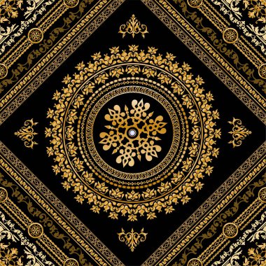 Değerli taşlar, altın zincirler ve incilerle süslenmiş kusursuz desenler..