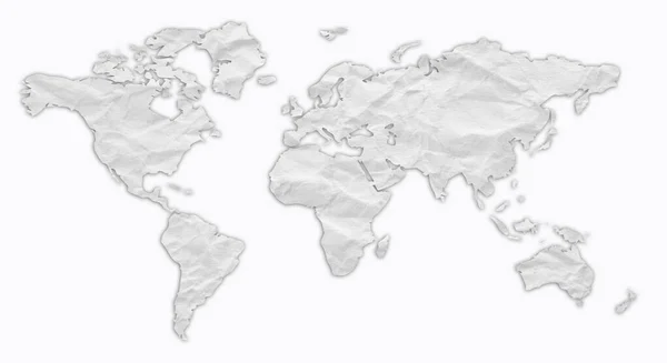 Världskarta Vit Bakgrund — Stockfoto