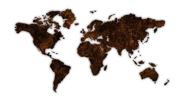 Mapa Świata Białym Tle — Zdjęcie stockowe