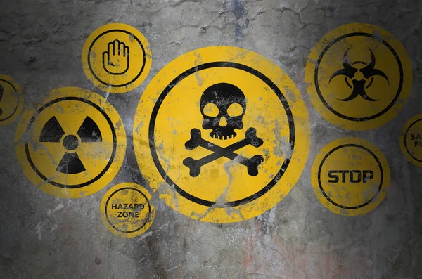 warning sign on wall background