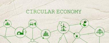 circular economy icons on white background