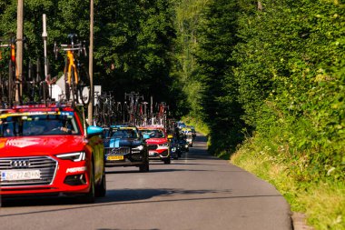 PORBKA NEAR BIELSKO-BIALA, POLAND - 13 AĞUSTOS 2021: Bisiklet yarışı 