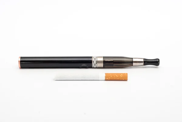 Electronic Cigarette and cigarette against white background — Stock Photo, Image