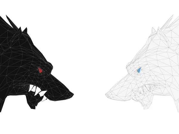 Weißer und schwarzer Wolf — Stockvektor