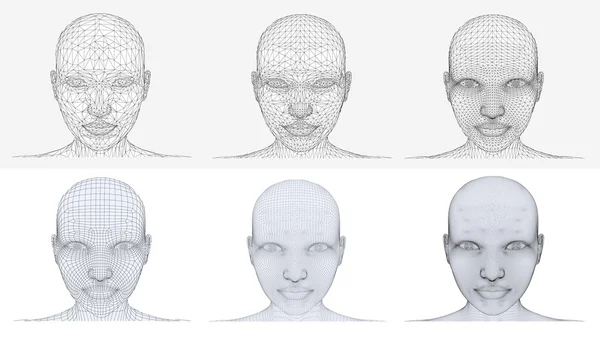 Cabeza de niña en diferentes variantes — Archivo Imágenes Vectoriales