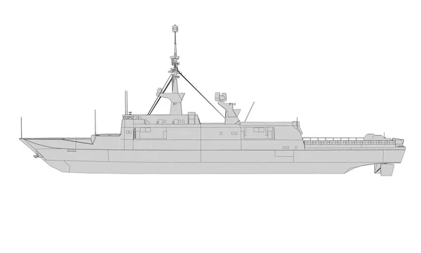 Vektorillustration einer Seitenansicht des Schiffes — Stockvektor