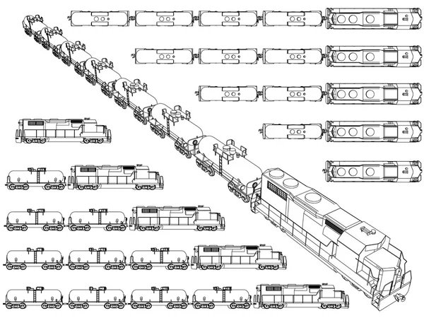 列車を設定します。 — ストックベクタ