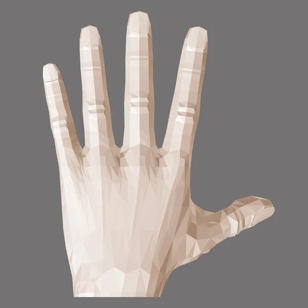 교차 손가락으로 다각형 인간의 손 — 스톡 벡터